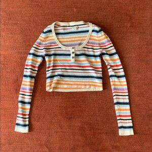 Striped Long Sleeve Crop Top